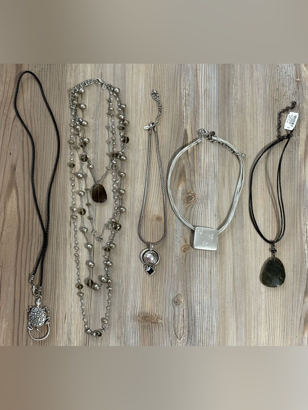 Chicos Silver-Tone Multi Necklace Set with grey Accents